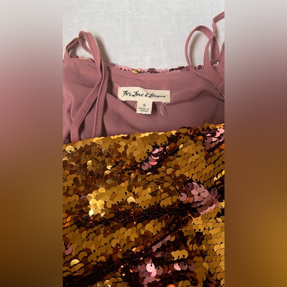 Lovers + Friends Pink Sequin Sparkly Metallic Slip Mini Dress Small Eras Tour - Picture 6 of 7